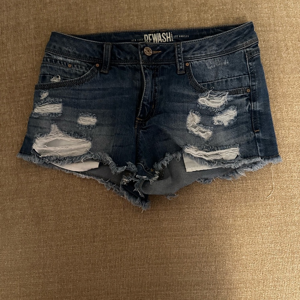 Women's Distressed Denim Shorts - Blue